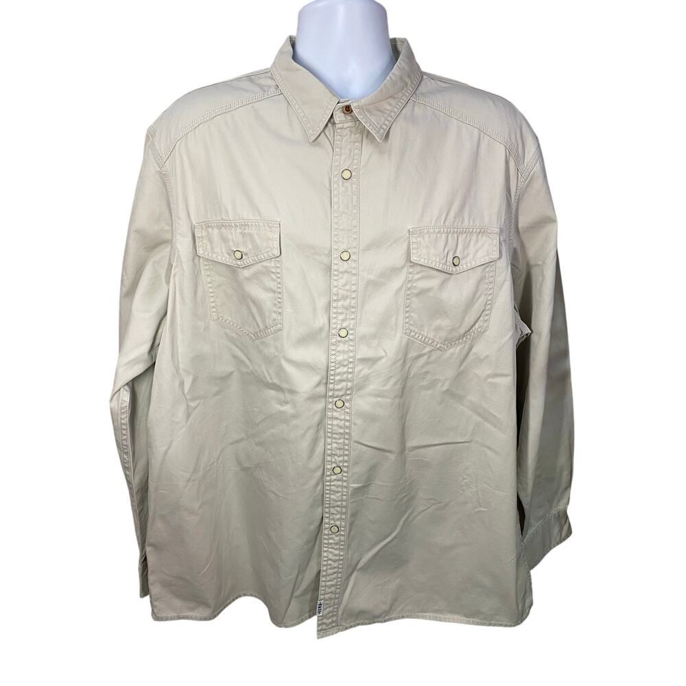 ROWM Beige Pearl Snap Button Up Shirt Men's 2XL